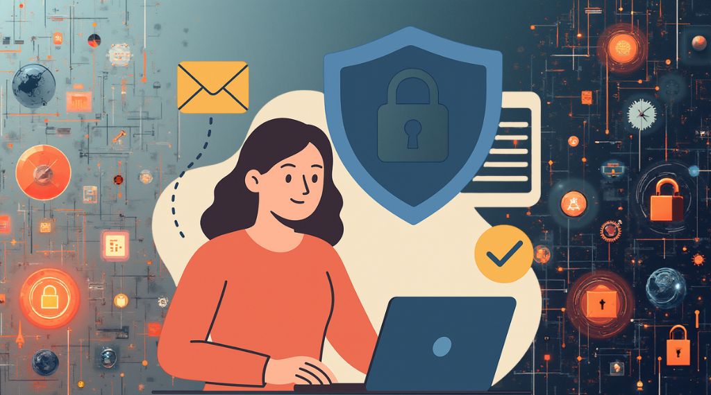 Profissional de marketing protegendo dados pessoais no ambiente digital